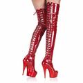 Femme Bottes Grandes Tailles Bottes de strip-teaseuse Chaussures de déguisement Soirée Couleur Pleine Cuissardes Bottes hautes entrejambe Hiver Lacet Plateau Talon Aiguille Bout rond Punk Mode Sexy