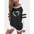 Femme T shirt Tee Cœur Intérieur Casual Imprimer Noir manche longue basique Col Rond