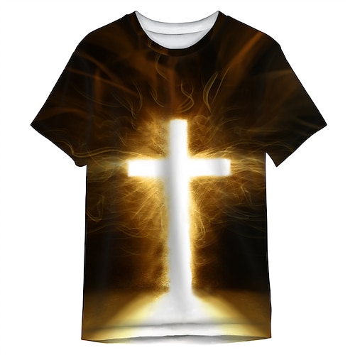 Homme Graphique Croix T-shirt T-shirts chrétiens Manche Courte T-shirt Impression 3D Col ras du cou Chemise Designer Classique Occasionnel Quotidien Sports Week-end Noir Été Vêtement Tenue S M L XL