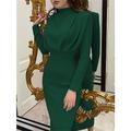 Robe de travail robe soirée Robe Fourreau Femme Robe Maxi Mode Elégant Ruché Mao manche longue Plein Ample Bleu Roi Bleu Ciel Vert foncé Automne Hiver S M L XL XXL