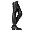 Femme Bottes Grandes Tailles Bottes sexy Soirée du quotidien Couleur Pleine Cuissardes Talon Plat Bout pointu Mode Décontractées Polyuréthane Fermeture Noir Blanche Rouge