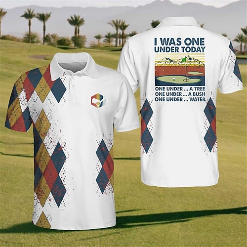 Homme Plaid Polos de Sport Chemise de golf Manche Courte Polos Chemises à Col Occasionnel Vêtements de sport Vêtements de vacances Impression 3D Boutons Bleu Noir / Blanc Noir