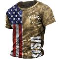 Graphic Drapeau américain 1776 Mode Design Décontractées Homme 3D effet Chemise à manches courtes T-shirt T-shirt T-shirt du quotidien Vacances Sortie T-shirt Noir Kaki Bleu de minuit Manche Courte