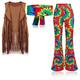 Rétro Vintage Années 60 Hippie Années 70 Pantalon Bandeau Gilet en daim Déguisements des années 70 pour femmes Tenues des années 70 Bandeaux Hippie Femme Halloween Carnaval Mascarade Soirée