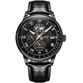 Montre mécanique pour hommes luxe montre-bracelet analogique avec calendrier automatique phase de lune étanche noctilucente montre en cuir véritable cadeau