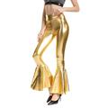 Métallique Sexy Années 80 Brevet de latex brillant Pantalons Pantalon à fond cloche Cuir PU Déguisement Abba Femme Mascarade Soirée Pantalon