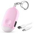 Autodéfense pour femme alarme personnelle porte-clés usb rechargeable 130 db fort alarme de sécurité sifflet avec lumière led bouton de panique ou goupille dispositif d'alarme porte-clés