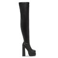 Femme Bottes Bottes de plate-forme Grandes Tailles Bottes à talons Soirée Couleur unie Cuissardes Hiver Fermeture Talon Bottier Bout carré Elégant Mode Sexy Polyuréthane Fermeture Amande Noir Blanche