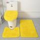 3 pièces/ensemble doux couleur unie tapis de salle de bain ensemble antidérapant bain wc tapis rectangle u-forme salle de bain tapis de toilette tapis de sol paillasson