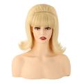 Perruque Synthétique 50S Bouclé Avec Frange Fabriqué à la machine Perruque Blond Bourgogne Longue Rouge vin Noir Marron Blond Cheveux Synthétiques Femme Cosplay Doux Mode Blond Noir Blanc