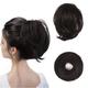 chignon extension de queue de cheval postiche synthétique droite extensions de chignon queue de cheval entièrement courtes accessoires pour cheveux élastique chouchou facile pour femme mélange brun