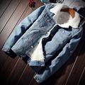 Homme Veste sherpa Veste en jean Veste Jean Usage quotidien Vacances Antiusure Durable Poche Hiver Couleur unie Guêtres Confort Col rabattu Normal Jean Noir Bleu Veste