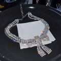 collier ras du cou en strass noeud papillon plein cristaux colliers argent brillant collier chaîne bijoux mode accessoires de fête pour femmes et filles