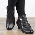 Femme Bottes Bottes à boutons Grandes Tailles Bottines Bottines du quotidien Couleur unie Bottines Bottines Hiver Talon bloc Bout rond Elégant Rétro Vintage Mode Faux Cuir Boucle Noir Rose bleu marine