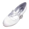 Femme Chaussures de mariage Baby Couleur Pleine Chaussures de mariée Strass Talon Plat Bout rond Classique Intemporel Satin Argent Noir Blanche