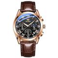 Montre à Quartz pour Hommes OLEVS Mode Affaires Robe Étanche Montre de Poignet en Cuir Respirant Montre Chronographe Montre Sport Cadeaux pour Hommes
