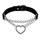 wwbginf long pendentif coeur prolongé collier ras du cou punk gothique tour de cou collier en pu avec chaîne en métal pour femmes, filles (noir)