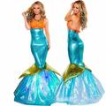 La Petite Sirène Sirène Aqua Reine Princesse Aqua Costume de Cosplay Costume de fête Femme Cosplay de Film Doré Bleu Vert foncé Noël Carnaval Queue de poisson sirène Bikini