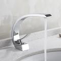 Robinet mitigeur d'évier de salle de bain en laiton, mitigeur argenté robinets de lavabo à un trou finition chromée robinet de salle de bain avec eau chaude et froide