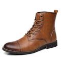 Homme Bottes Chaussures habillées Bottes de Combat Rétro Vintage Classique du quotidien Bureau et carrière Polyuréthane Bottine / Demi Botte Lacet Marron foncé Noir Marron clair Automne Hiver