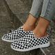 Femme Basket Chaussures Bateau Slip-Ons Grandes Tailles Chaussures en Toile Chaussures de confort Extérieur du quotidien Plaid Eté Talon Plat Bout rond Décontractées Confort Minimalisme Marche Toile