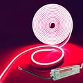 Bande lumineuse LED au néon avec alimentation étanche IP65, corde en silicone extérieure 12 V, 5 m, 16,4 pieds, 600 SMD, flexible et étanche, convient pour bar signature, maison, cuisine, chambre à
