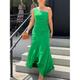 robe longue Femme robe noire Sans Manches Printemps Automne Hiver - Mode Soirée Mature plus haut bas Couleur monochrome Une Epaule 2023 Bleu Vert S M L XL XXL 3XL