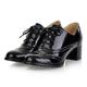 Femme Escarpins Oxfords Chaussures Bullock Chaussures habillées du quotidien Couleur unie Couleur Pleine Eté Talon bloc Bout rond Classique Britanique Cuir Verni Lacet Noir Rouge Bordeaux Bleu