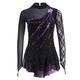 Robe de Patinage Artistique Femme Fille Patinage Robes Tenue Violet Bleu Ciel Bleu de minuit Spandex Dentelle Sport de détente Compétition Tenue de Patinage Fait à la main Couleur Pleine Mode manche