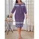 Grande Taille Courbe Robe casual Robe Ensemble Robe deux pièces Femme Robe mi-longue Bloc de couleur manche longue Imprimer Col Ras du Cou Mode Extérieur Violet Fuchsia Vert Automne Hiver L XL XXL