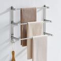 Étagère de salle de bain à trois couches avec crochets porte-serviettes multifonction en acier inoxydable mural or mat et nickel brossé 1pc