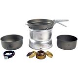 LIHONG - 25-7 Ultralight Hard Anodized Camping Cookset With Gas Burner | Includes: Gas Stove 2 HA Pots HA Frypan Upper & Lower Windshield Pot Gripper & Strap