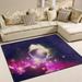 Wellsay Galaxy Cat Non Slip Area Rug for Living Dinning Room Bedroom Kitchen 4 x 5 (48 x 63 Inches / 120 x 160 cm) Colorful Universe Nursery Rug Floor Carpet Yoga Mat