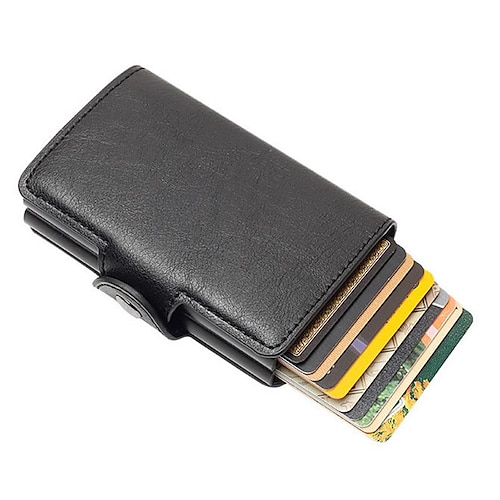 Porte-cartes de crédit RFID à pop-up porte-cartes de crédit en cuir PU portefeuille blocage RFID pour hommes porte-cartes d