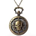 vintage bronze steampunk montre de poche à quartz creuse pirate des caraïbes tête de mort horreur avec chaîne pour hommes femmes pendentif collier