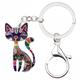 Alliage d'émail floral élégant chaton chat porte-clés porte-clés animal animaux bijoux cadeau pour femmes filles sac à main sac à main breloques accessoires
