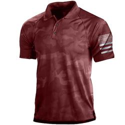 Homme camouflage POLO Tee Shirt Golf Manche Courte Chemise Col rabattu Plein Air du quotidien 3D effet Noir / Gris Rouge Marron Vert 3D Bouton bas Vêtement Tenue Mode Décontractées Respirable