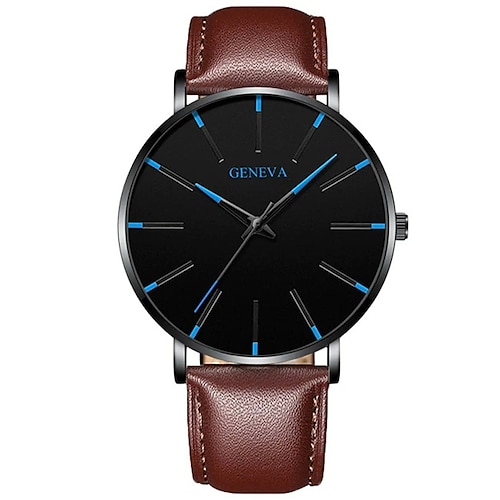 Montre à quartz Genève pour hommes montre ultra fine minimaliste en acier inoxydable montre élégante pour hommes montre d'affaires décontractée à quartz