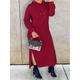 Robe Sweat Robe casual Robe d'hiver Femme robe longue Fendu Extérieur du quotidien Vacances Actif Mode Capuche manche longue 2023 Ample Noir Vin Bleu S M L XL 2XL