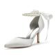 Femme Chaussures de mariage Escarpins Chaussures de mariée Imitation Perle Talon haut Bout pointu Elégant Satin Lacet Argent Noir Blanche