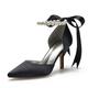 Femme Chaussures de mariage Escarpins Chaussures de mariée Imitation Perle Talon haut Bout pointu Elégant Satin Lacet Argent Noir Blanche