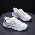 Femme Basket Chaussures blanches Papa Chaussures Extérieur du quotidien Eté Lacet Plateau Bout rond Sportif Décontractées Marche Faux Cuir Lacet Blanc / Bleu Blanc / Or