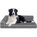 Seasonwood Orthopedic Large Dog Bed Deluxe Plush L-Shaped Couch with Waterproof Lining Bolster Sleeping Sofa with Removable Washable Cover & Nonskid Bottom for Extra Large Dogs Dark Gray