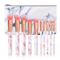 Ensemble de pinceaux de maquillage en marbre 10 pièces professionnel premium synthétique kabuki fond de teint crème poudre pour le visage blush correcteur pinceau fard à paupières