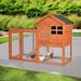 Demi Bonn 48 Wood 2 Tier Chicken Coop Habitat Rabbit Hutch for Outdoors Indoor Guinea Pig Coop Pet House with Stairs Orange