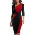 Robe de travail Robe Fourreau Robe semi-formelle Femme Robe mi-longue Mode Moderne Patchwork Col V Manches 3/4 Bloc de couleur Standard Noir Rouge bleu marine Automne Hiver S M L XL XXL