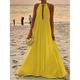 Robe casual Robe Évasée Robe d'été Femme robe longue Ruché Vacances Plage Vêtement de rue Maxi Dos nu Sans Manches Ample Jaune Vert S M L XL