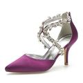 Femme Chaussures de mariage Escarpins Chaussures bling-bling Chaussures habillées Chaussures scintillantes Chaussures de mariée Cristal Talon haut Bout pointu Elégant Luxueux Satin Fermeture Argent