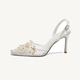 Femme Chaussures à Talons Chaussures de mariage Chaussures sexy Mariage Soirée Talons de mariage Imitation Perle Talon Aiguille Bout pointu Elégant Mode Dentelle Boucle Blanc 7 CM Blanc 9 CM