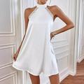 Robe de mariée en dentelle blanche Femme Mini robe avec manche Mariage Rendez-vous Elégant Col Haut Sans Manches Standard Blanche S M L XL 2XL